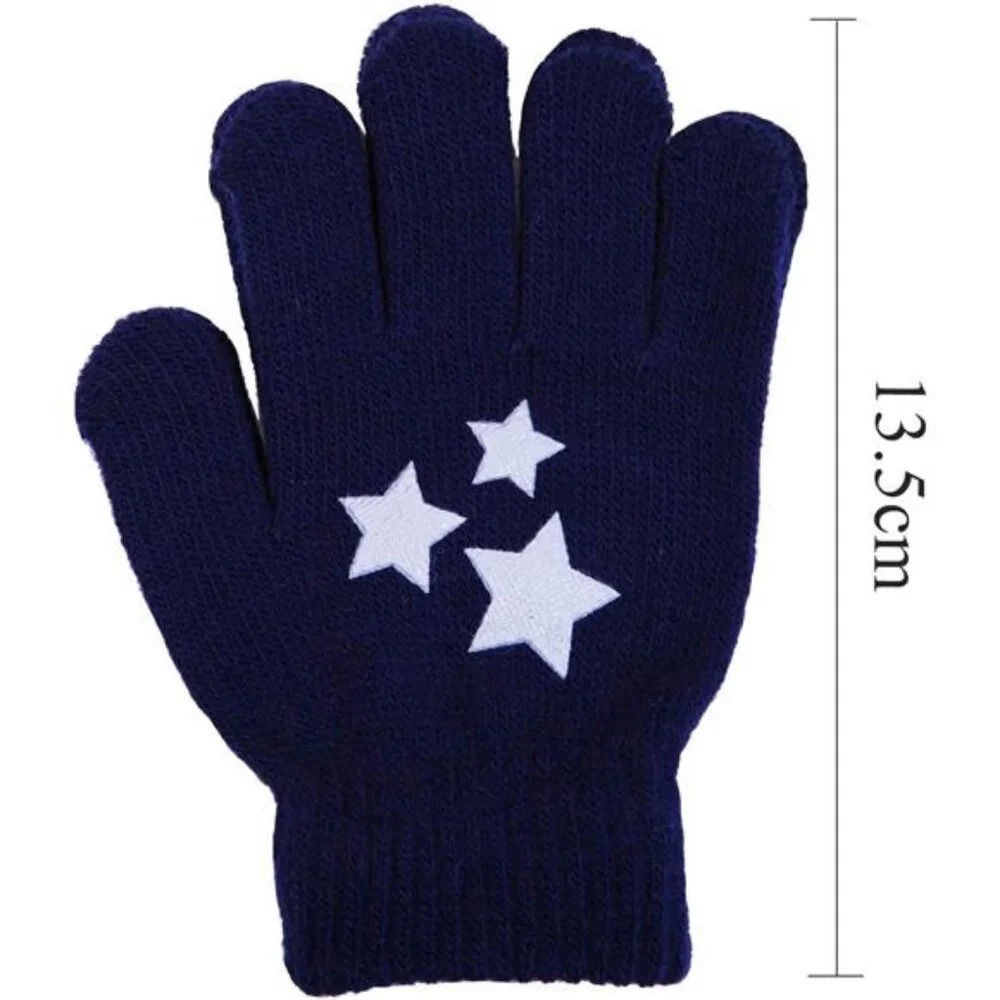 6 Pairs Kids Warm Magic Gloves Winter Stretchy Knit Gloves